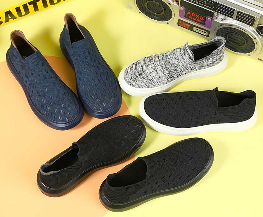 Men's flyknit sock like entry hollow slip on shoe sneakers