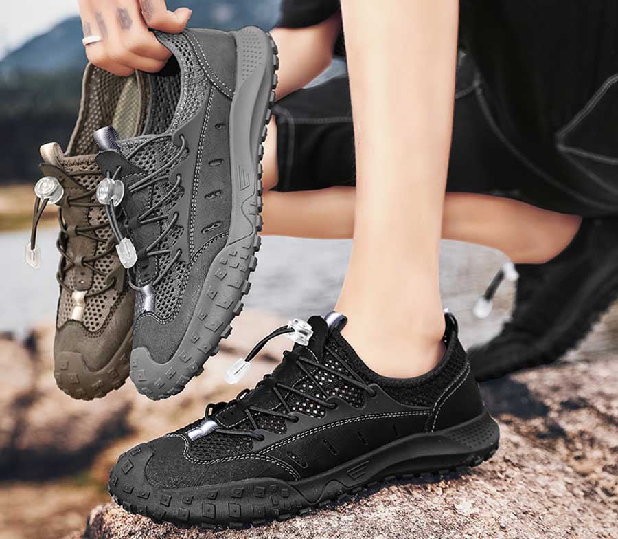 Men's flyknit drawstring hollow cut shoe sneakers