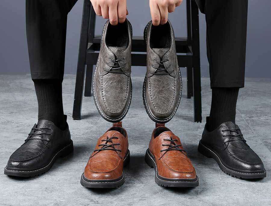 Men's retro brush off accents derby dress shoes