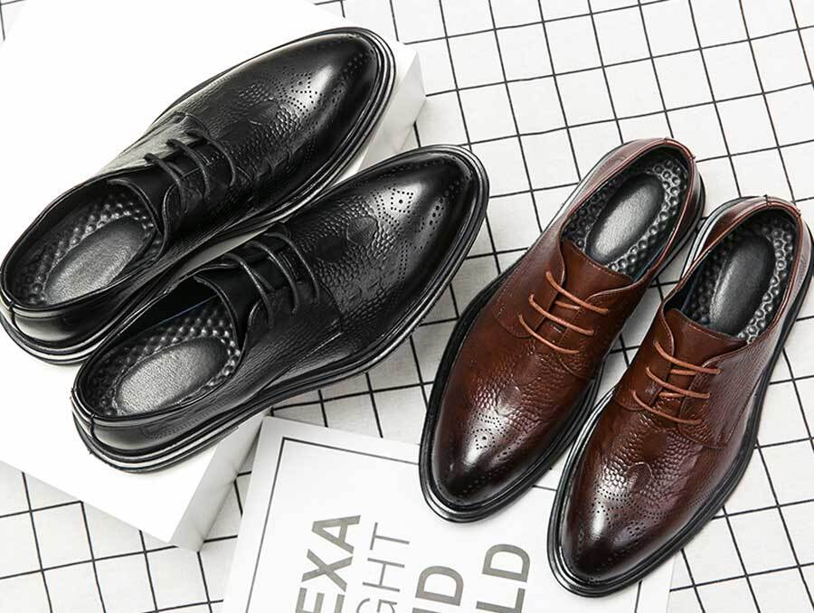 Men's retro croc skin pattern brogue derby dress shoes