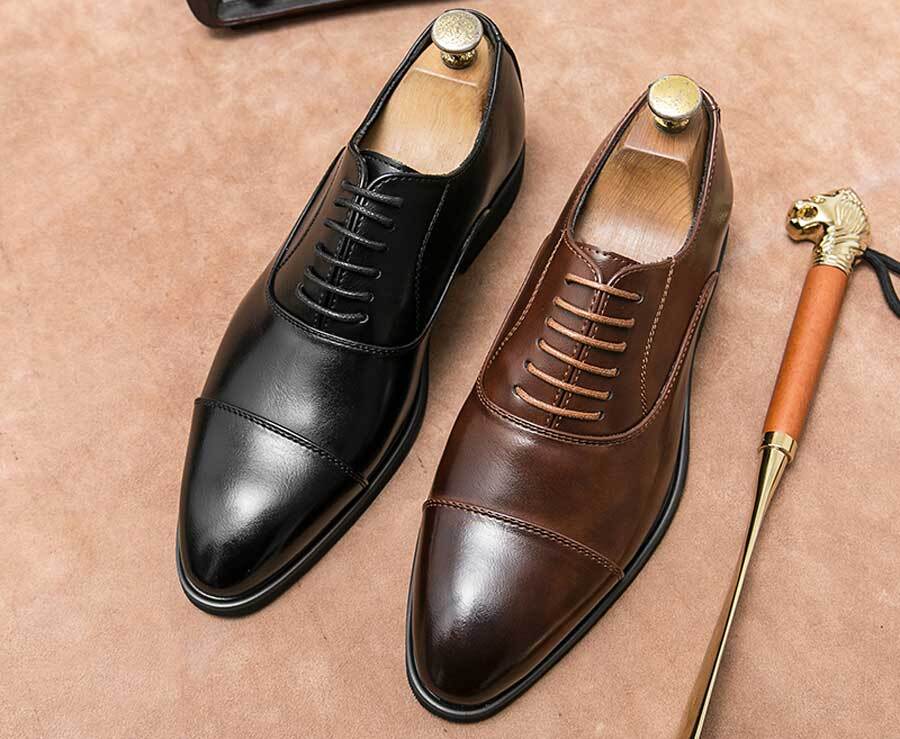Men's cap point toe oxford dress shoes