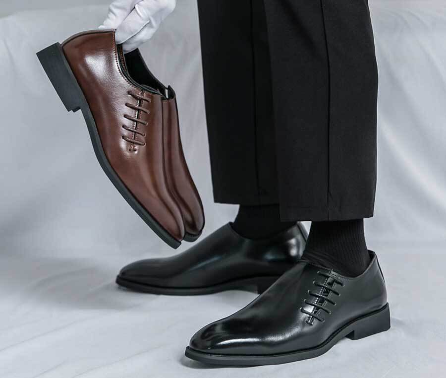 Men's plain side lace oxford dress shoes