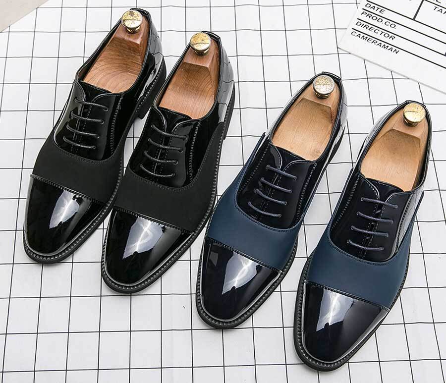 Men's patent cap oxford dress shoe point toes