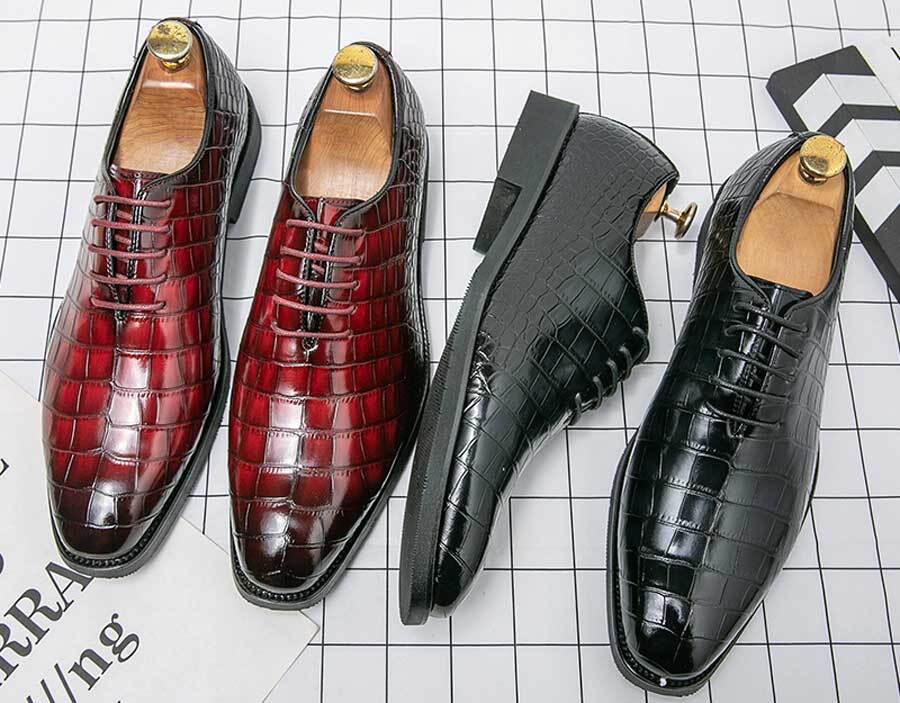 Men's retro crocodile skin pattern oxford dress shoes