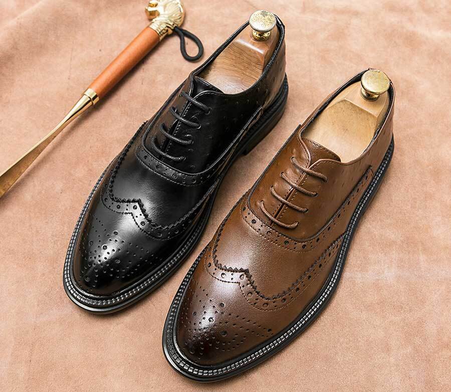 Men's retro wingtip brogue oxford dress shoes