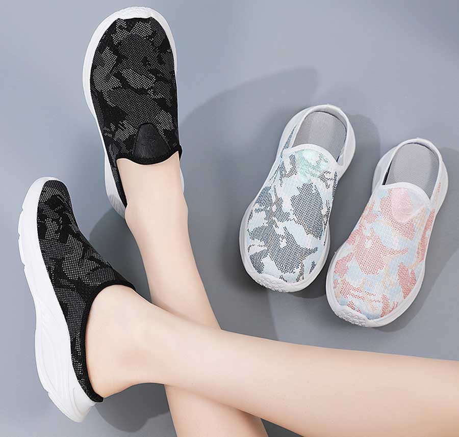 Women's pattern mesh casual slip on shoe mules