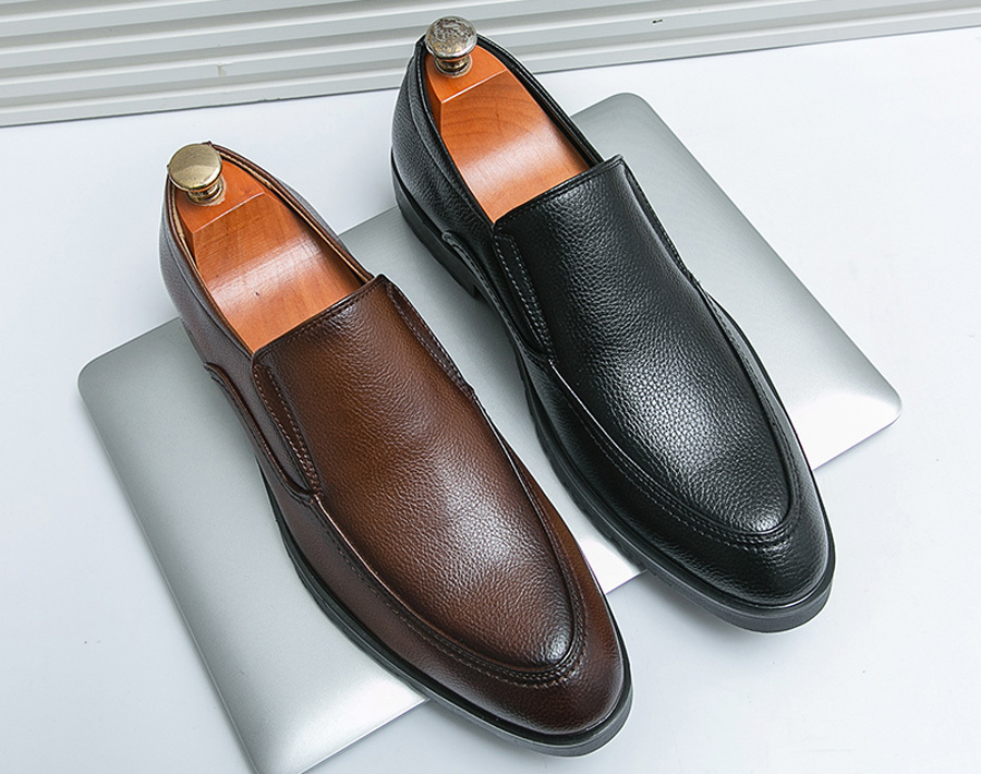 Men's retro point toe slip on dress shoes