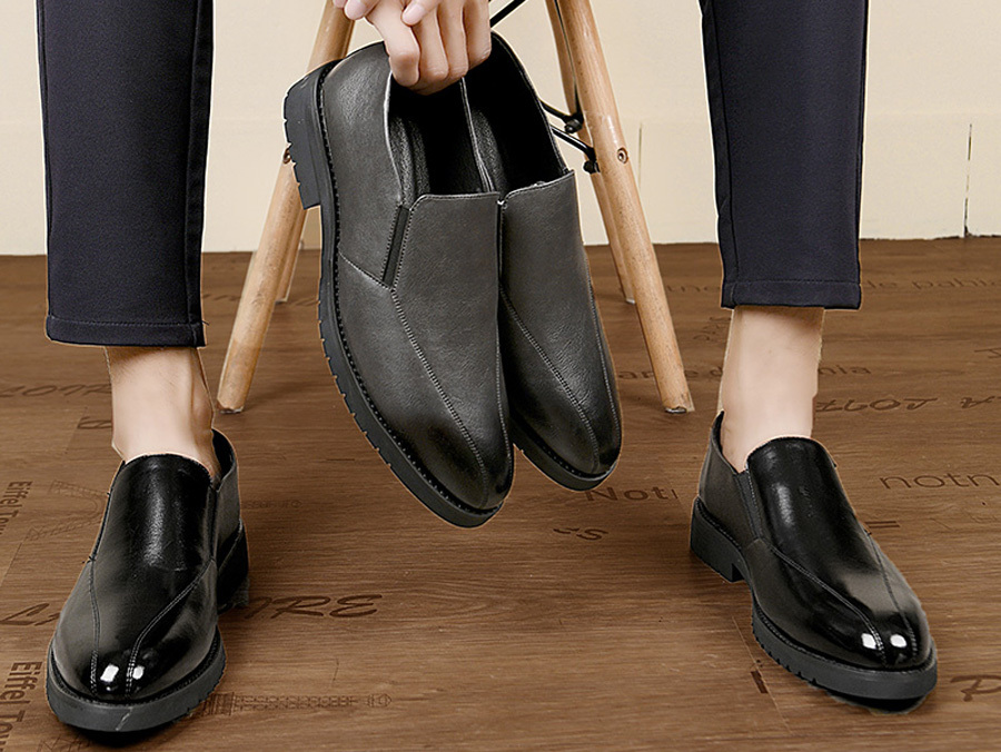 Men's retro point toe slip on dress shoes
