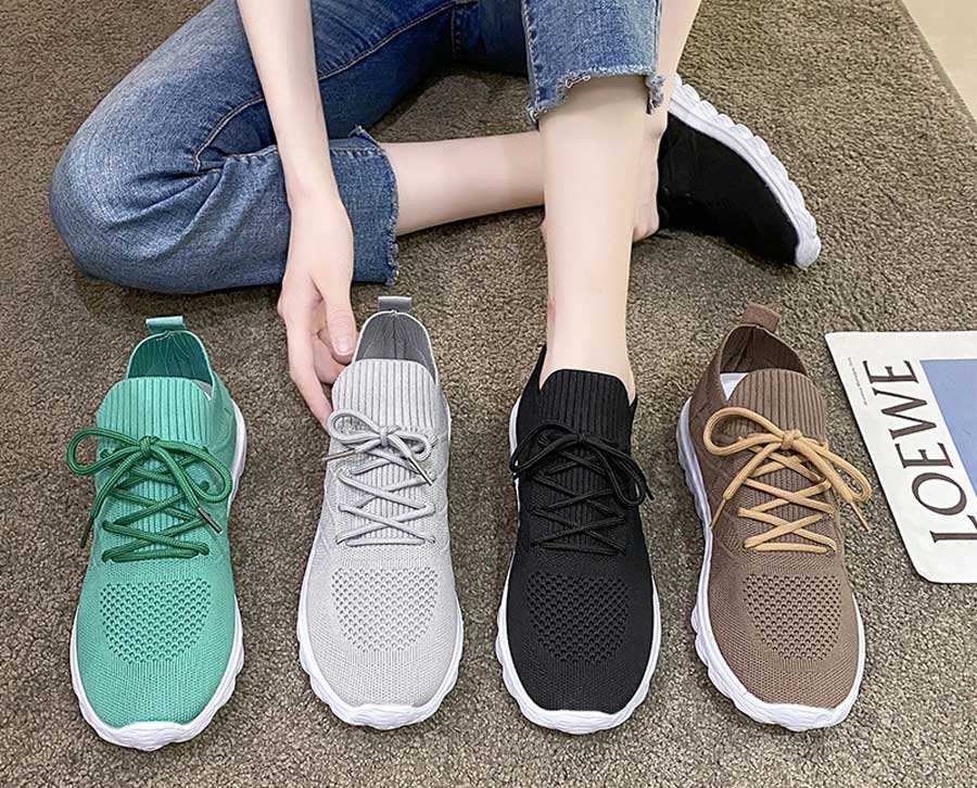 Women's flyknit stripe texture casual shoe sneakers