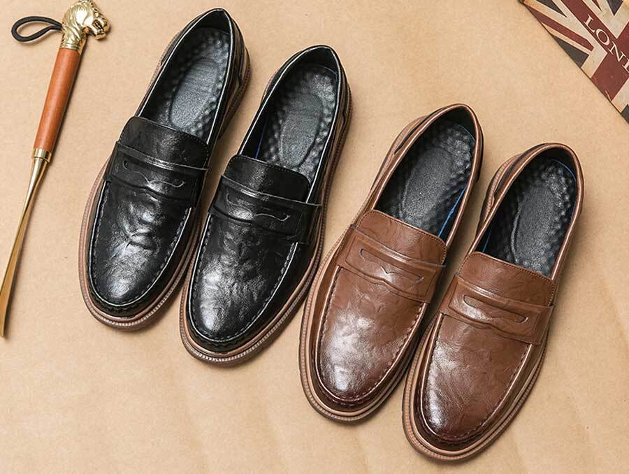 Men's brush off accents penny slip on dress shoes