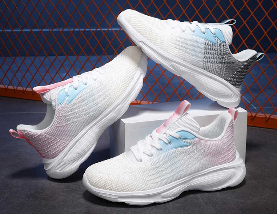Women's flyknit stripe texture casual shoe sneakers