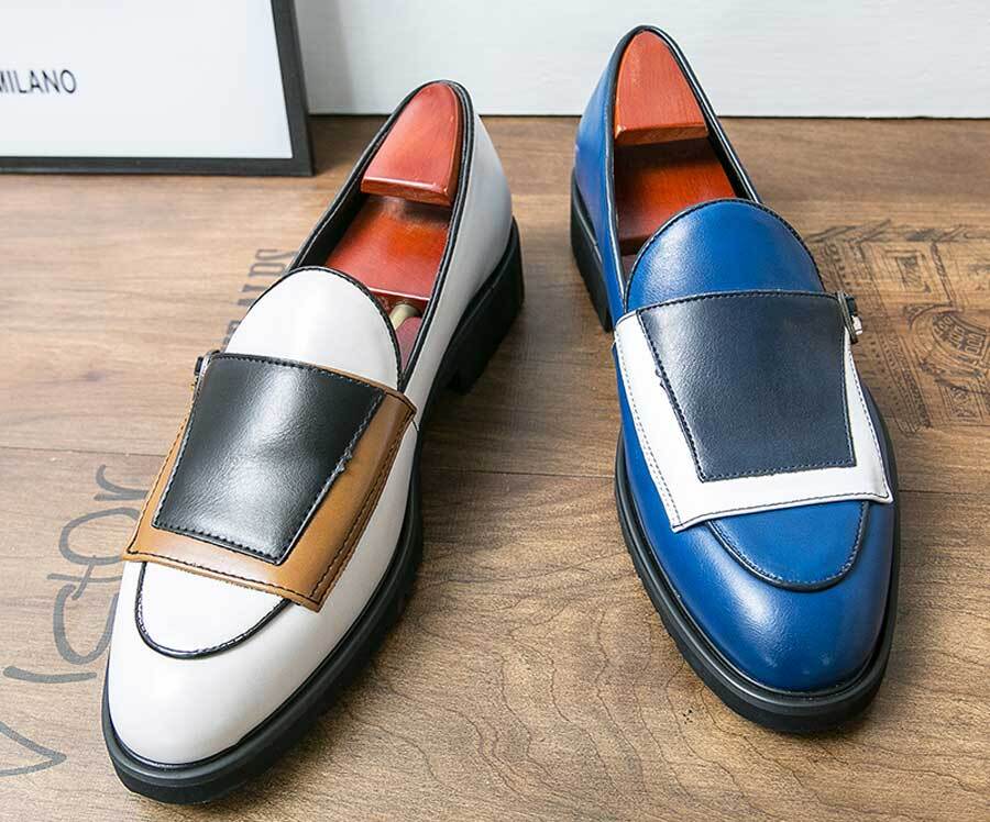 Men's wide panel monk strap slip on dress shoes