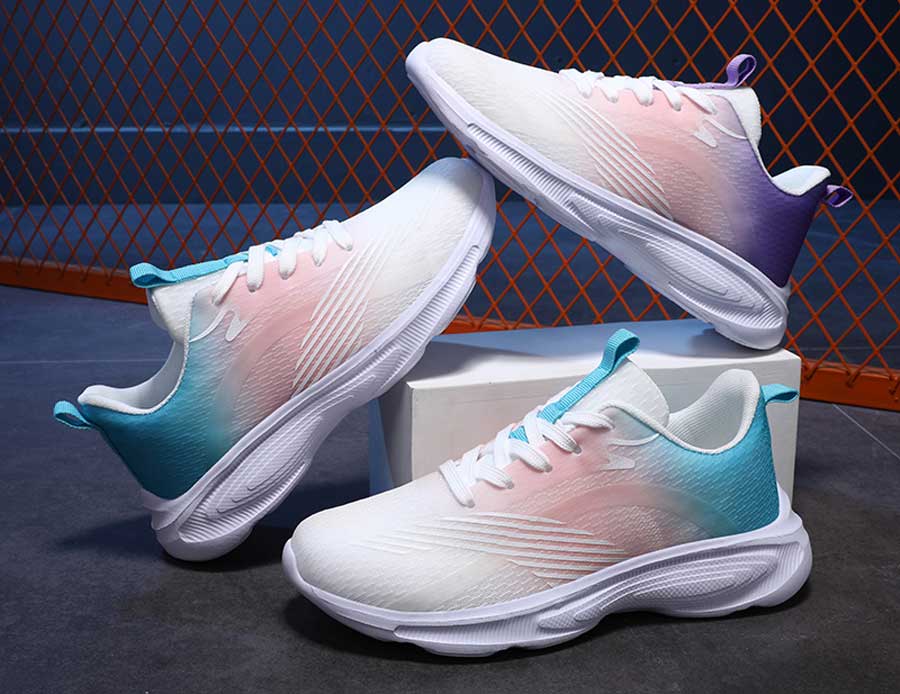 Women's multi color flyknit stripe texture shoe sneakers