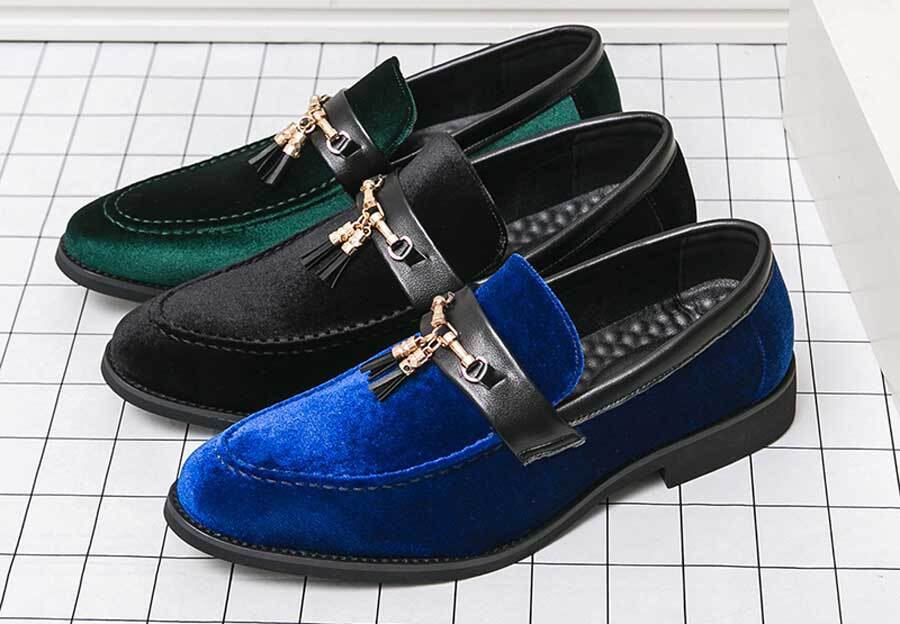 Men's tassel on top penny slip on dress shoes