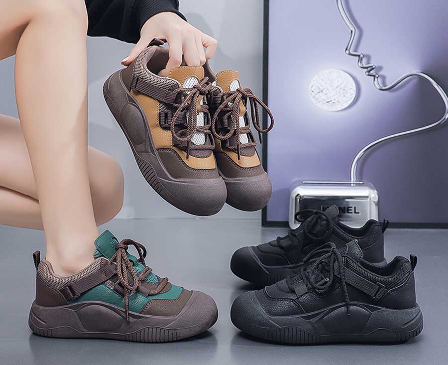 Women's buckle strap accents casual shoe sneakers
