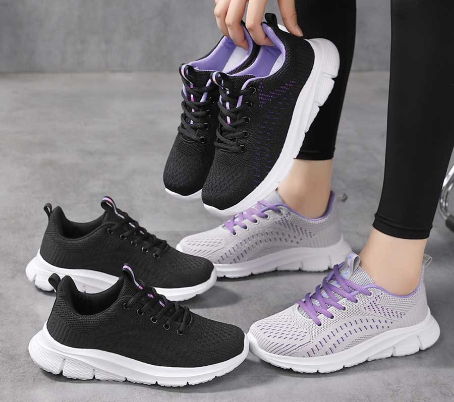 Women's flyknit stripe texture accents casual shoe sneakers