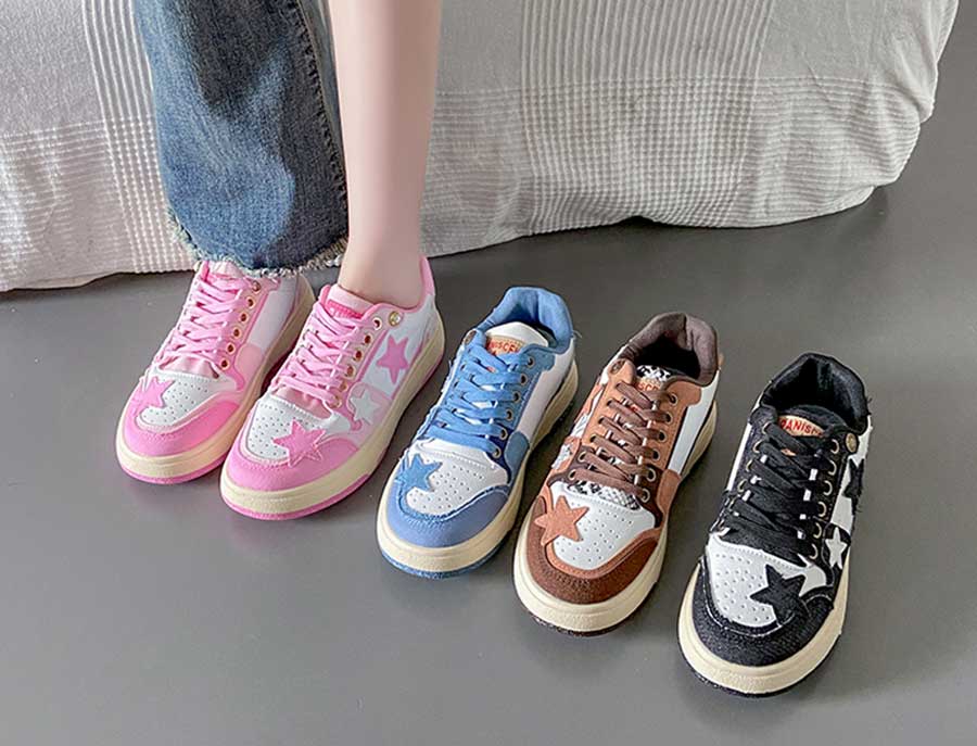 Women's star & pattern print casual shoe sneakers