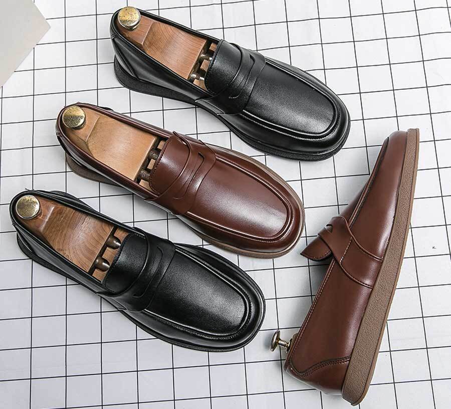 Men's plain penny strap slip on dress shoes