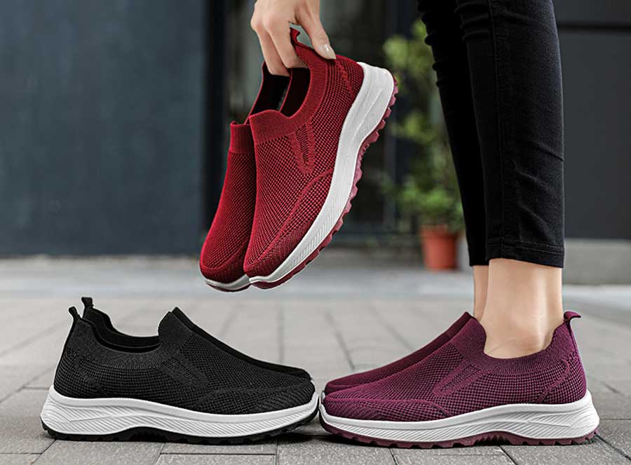 Women's plain flyknit casual slip on shoe sneakers