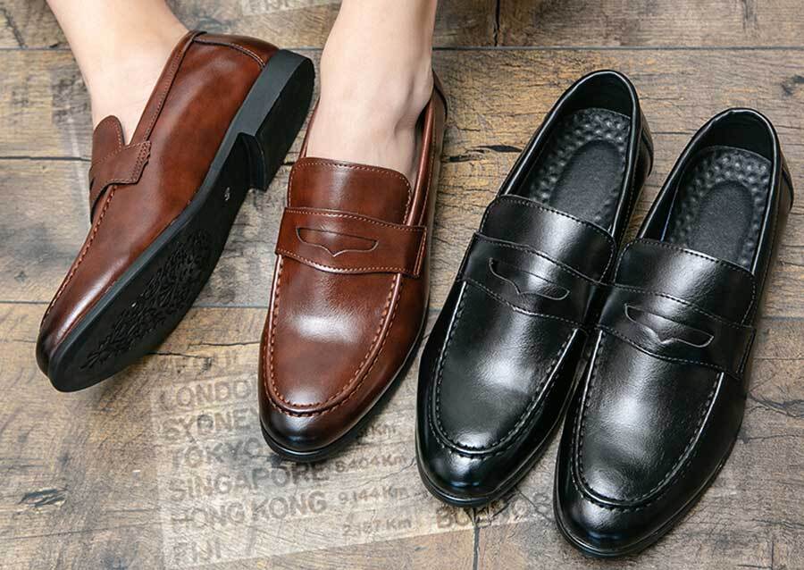 Men's penny strap slip on dress shoes