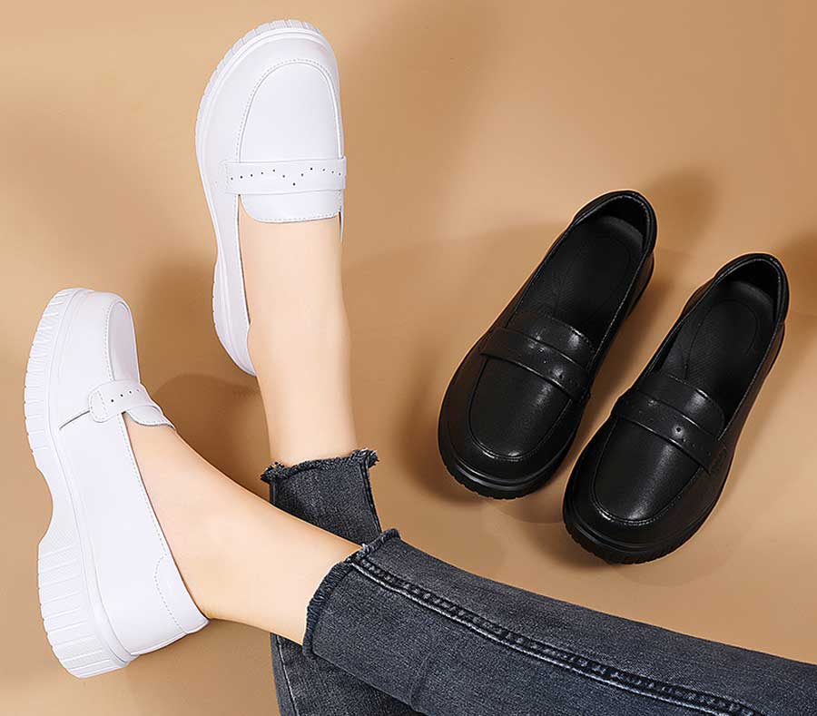 Women's hollow penny strap slip on shoe loafers