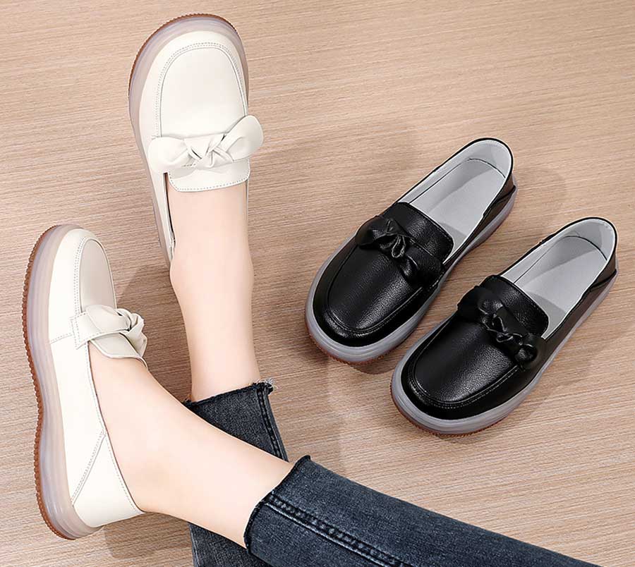 Women's butterfly bow on top slip on shoe loafers