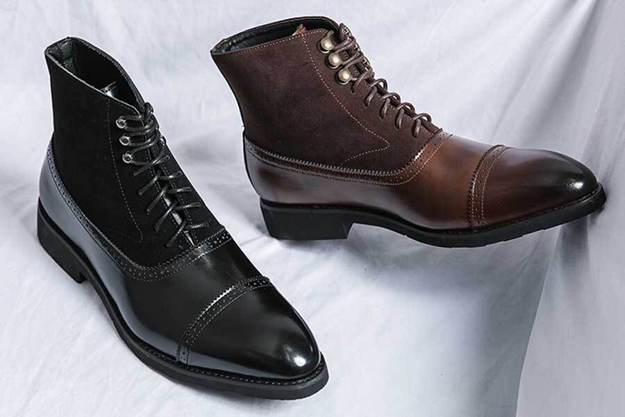 Men's retro oxford brogue cap toe lace up shoe boots