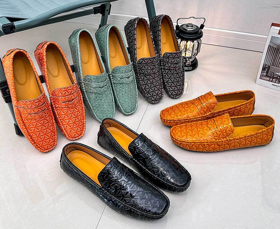 Men's pattern stripe penny strap slip on shoe loafers