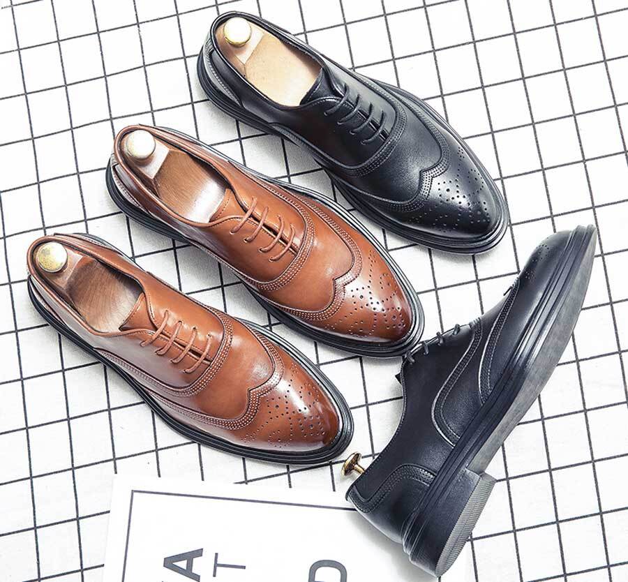 Men's retro wingtip brogue oxford dress shoes