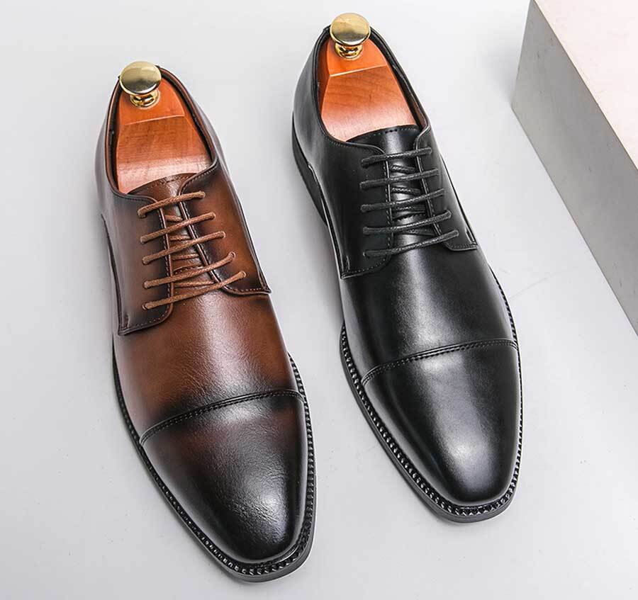 Men's retro cap toe derby dress shoes