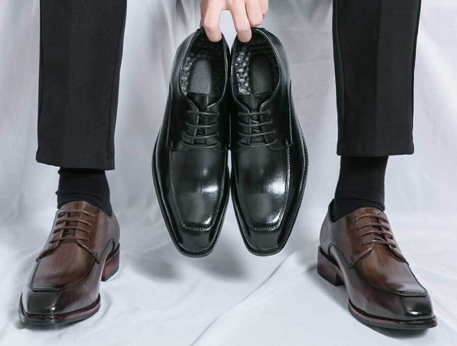 Men's retro accent square toe derby dress shoes