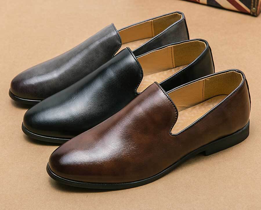 Men's plain retro accents slip on dress shoes