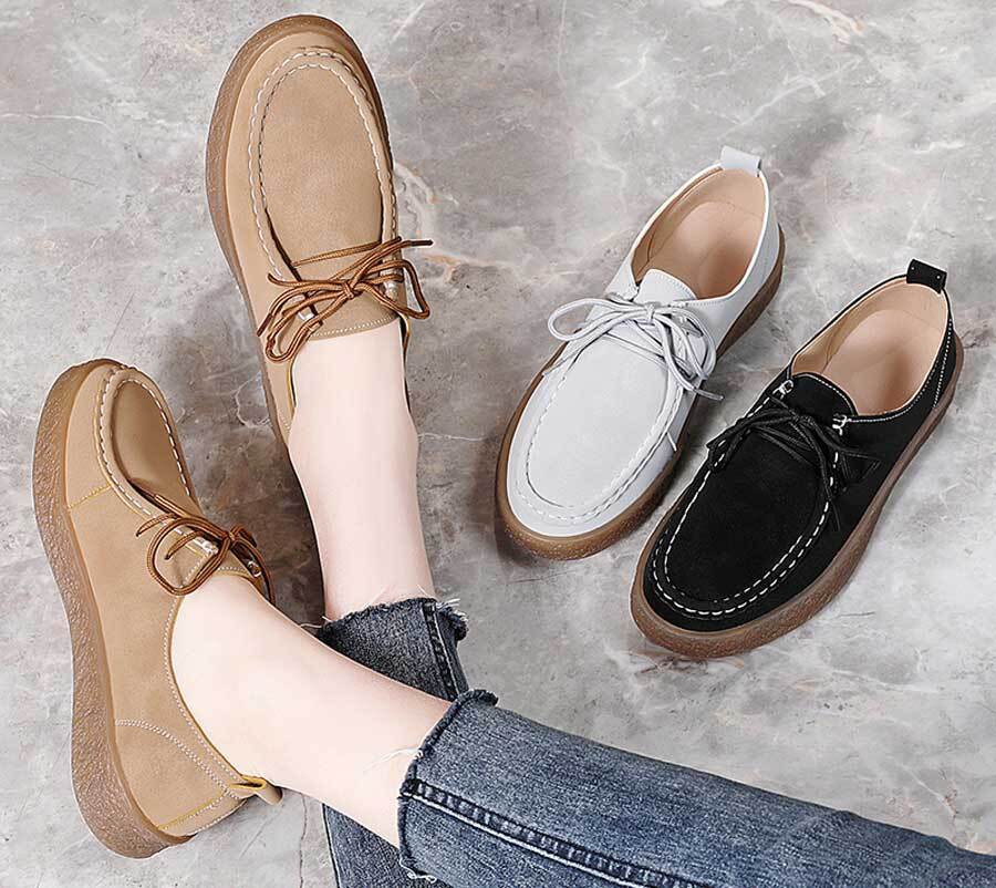 Women's nubuck casual sewn accents lace up shoes