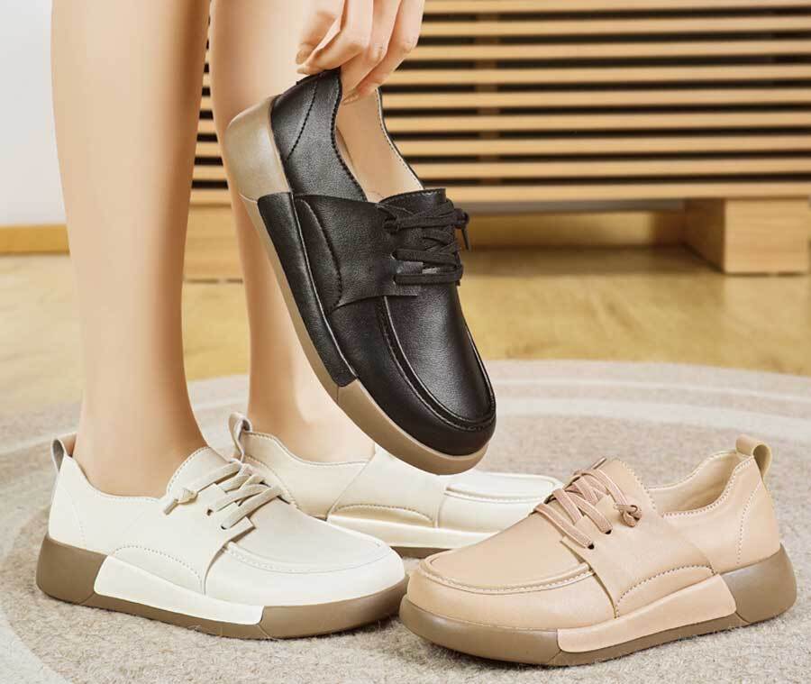 Women's casual plain lace up shoes