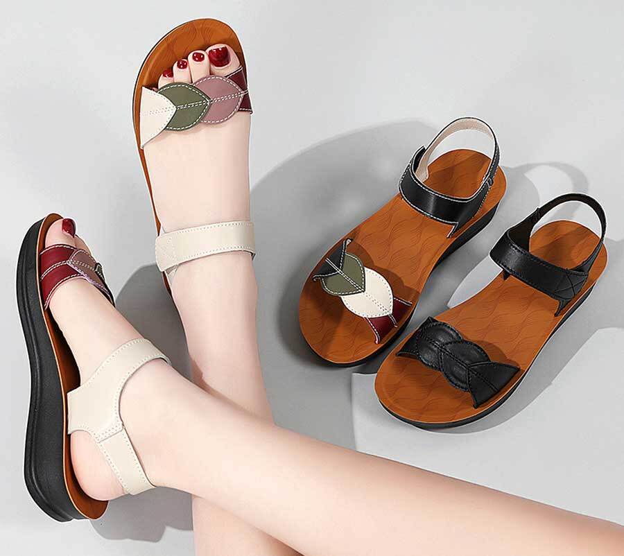 Women's pattern shape vamp open toe velcro shoe sandals