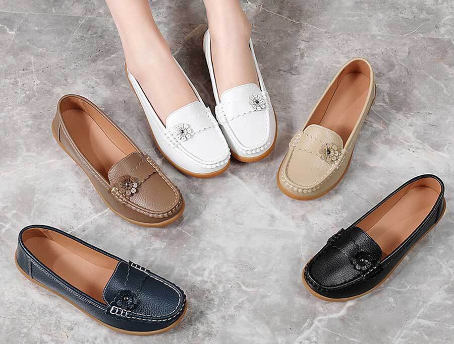 Women's plain pattern hollow out slip on shoe loafers