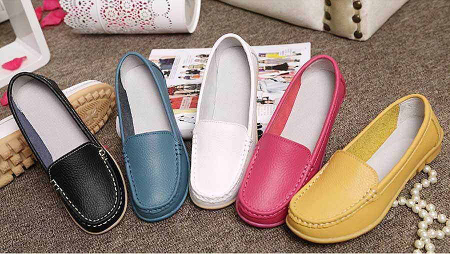 Women's simple plain casual slip on shoe loafers