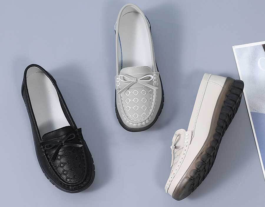 Women's pattern check accents butterfly tie slip on shoe loafers