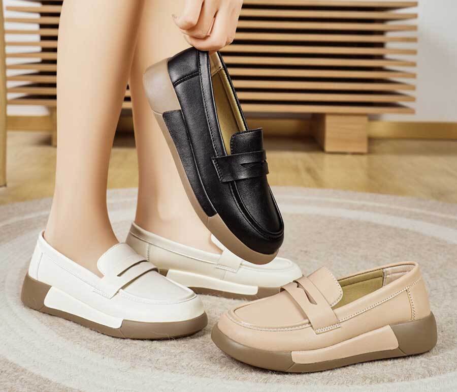 Women's casual penny strap on top slip on shoe loafers