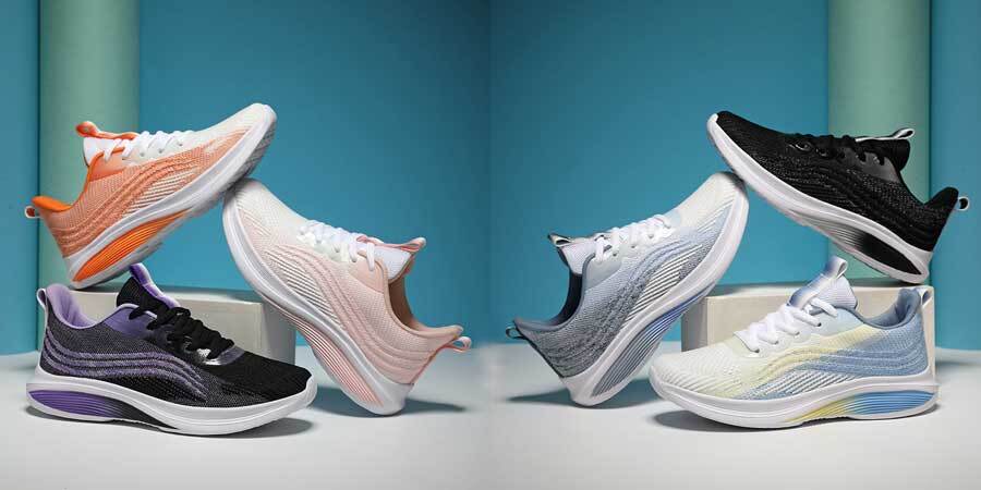Women's flyknit stripe texture pattern sport shoe sneakers
