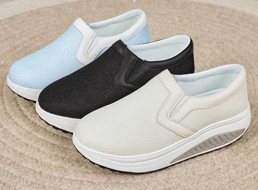 Women's simple plain slip on rocker bottom shoe sneakers