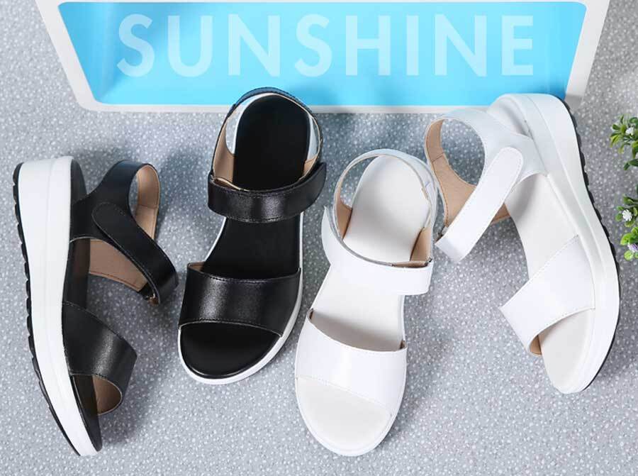Women's casual plain velcro slip on shoe sandals