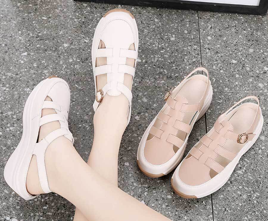 Women's casual cut out buckle slip on shoe sandals