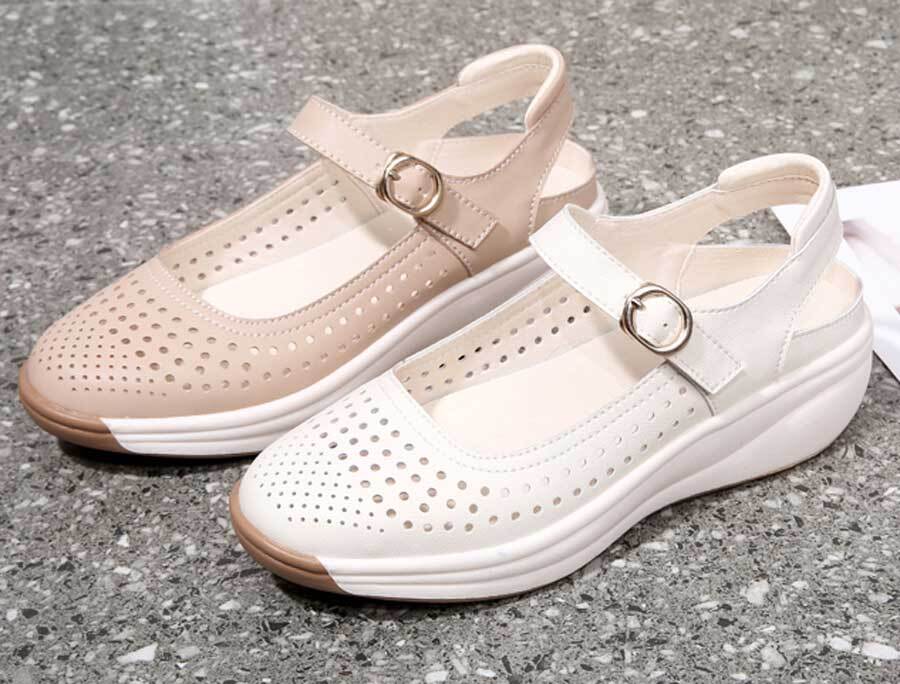 Women's casual hollow low cut buckle slip on shoe sandals