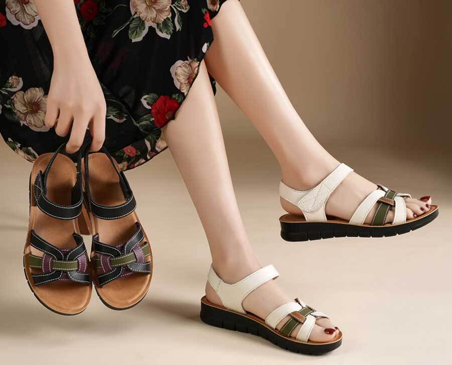 Women's casual accents strap velcro slip on shoe sandals