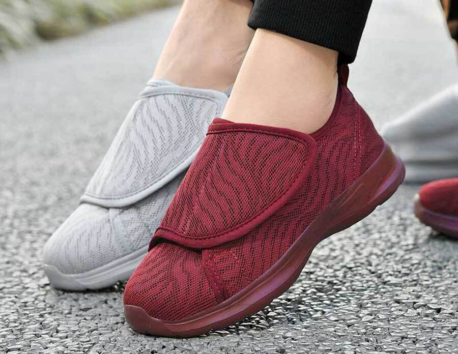 Women's white wide velcro open vamp stripe nursing shoe sneakers Women's white wide velcro open vamp stripe nursing shoe sneakers